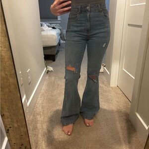 Cotton On Flare Distressed Blue Jeans
